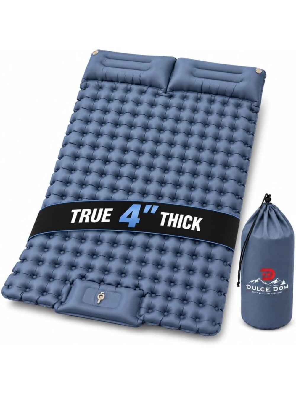 4-Inch Wide Camping Sleeping Pad for 2, Inflatable Mat with Foot Pump